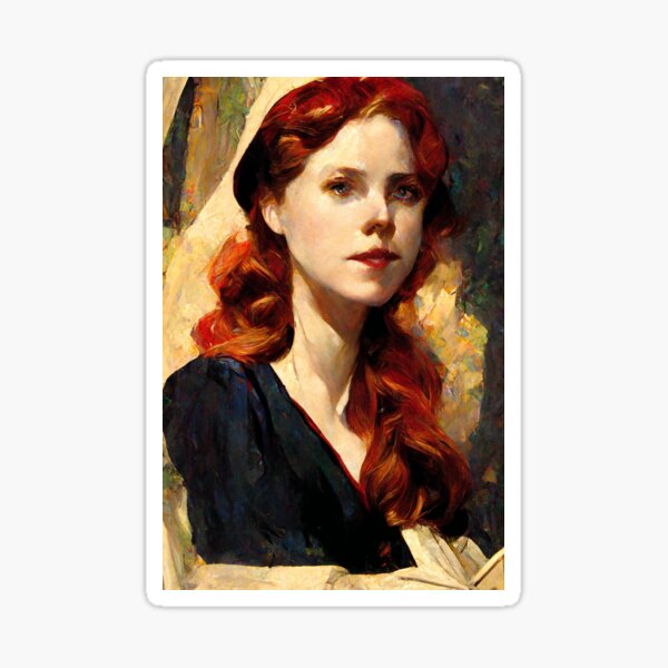 "Lovely Red Haired Woman" Sticker for Sale by SamuelAIArt Redbubble