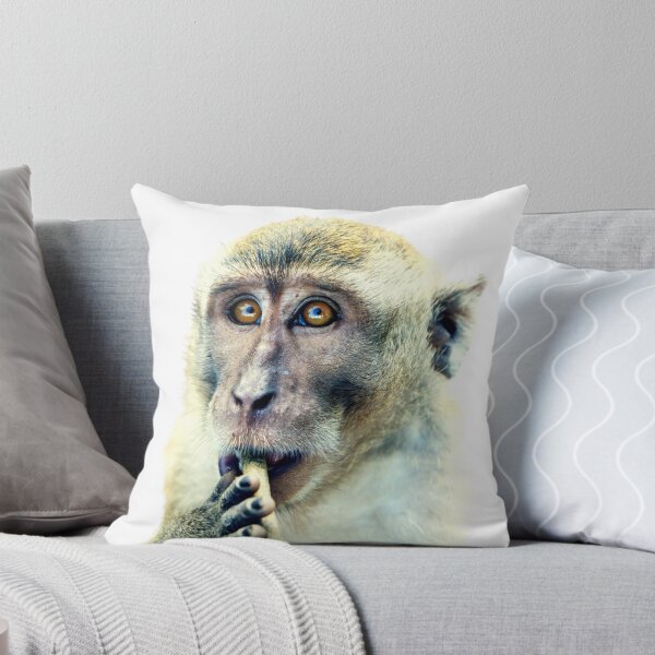 Young stick monkey Throw Pillow