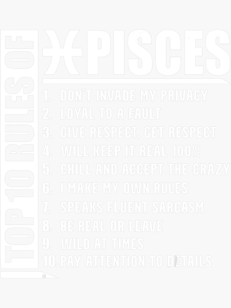 "Top 10 Rules Of Pisces Zodiac Sign" Sticker for Sale by ThaiHarry