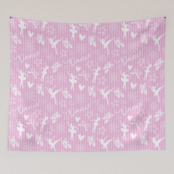 Item preview, Ballet dancer silhouette pattern in pink, girls room decor designed and sold by portrait4you.