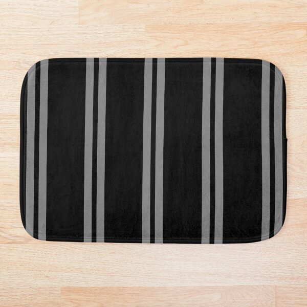 Item preview, Black shower mat with grey stripes designed and sold by BathHeaven.