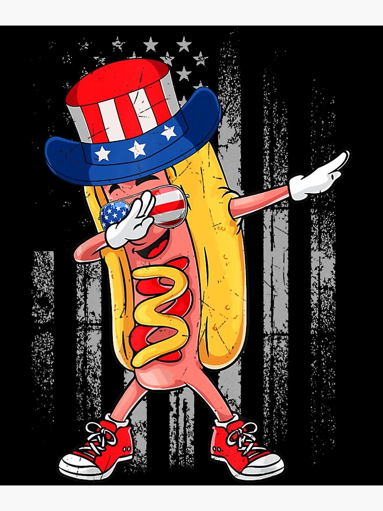 Disover Hotdog Dab Dance American Independence Day 4Th Of July Premium Matte Vertical Poster