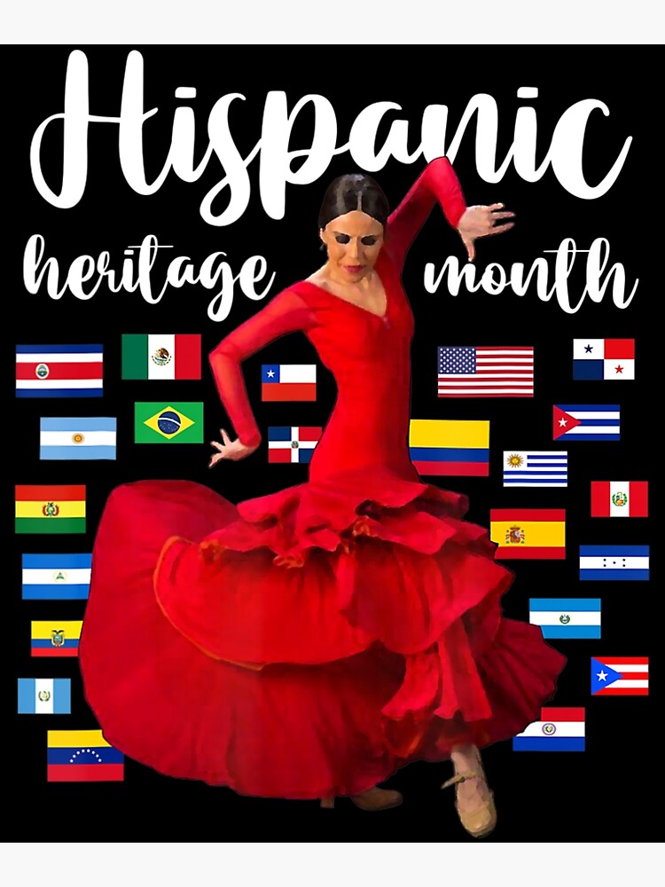 Disover Hispanic Heritage Month Proud Latin Dance Countries Flags Premium Matte Vertical Poster