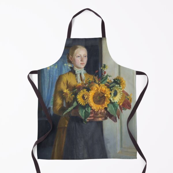 Item preview, A Girl with Sunflowers, by Michael Ancher. designed and sold by Historical Paintings.
