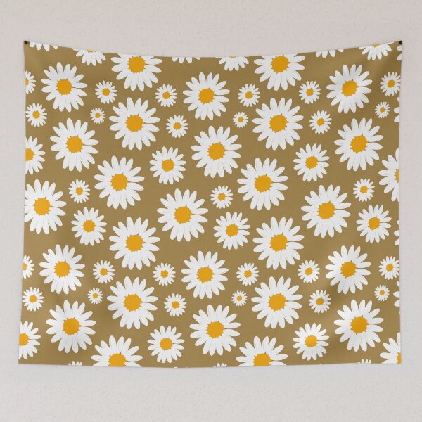 Item preview, Retro Aesthetic Sage Brown Daisy Floral Pattern designed and sold by SeemDev786.