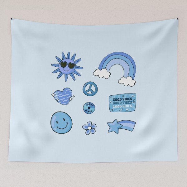 Aperçu de l'œuvre GOOD VIBES Pack Hippie Bleu créée et vendue par everything4eva.