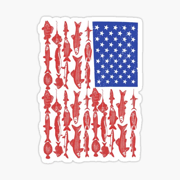 American Flag Fishing Stickers for Sale, Free US Shipping