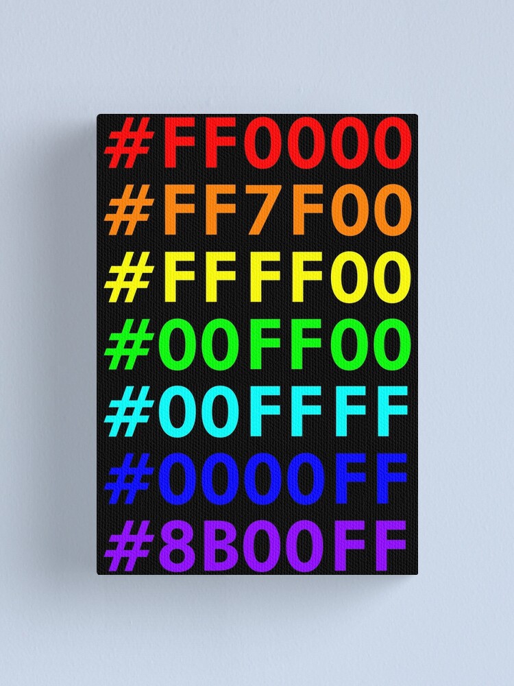 "Rainbow HTML color codes" Canvas Print for Sale by emilegraphics