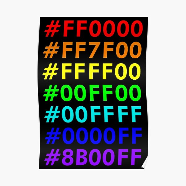 rainbow-html-color-codes-poster-by-emilegraphics-redbubble