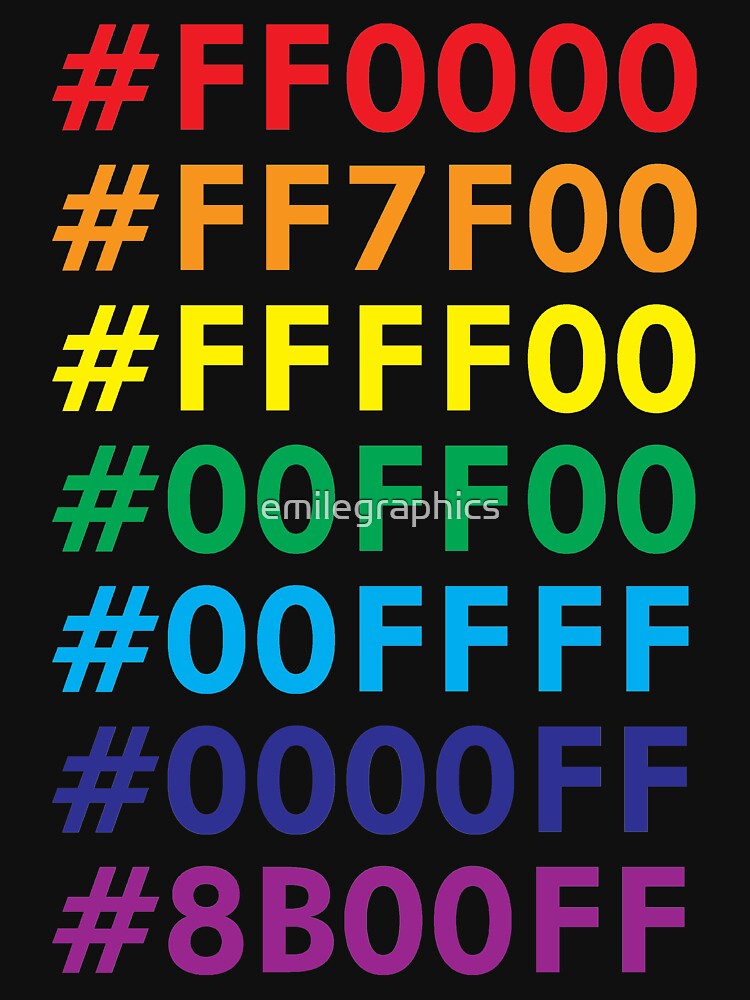 rainbow-html-color-codes-t-shirt-by-emilegraphics-redbubble