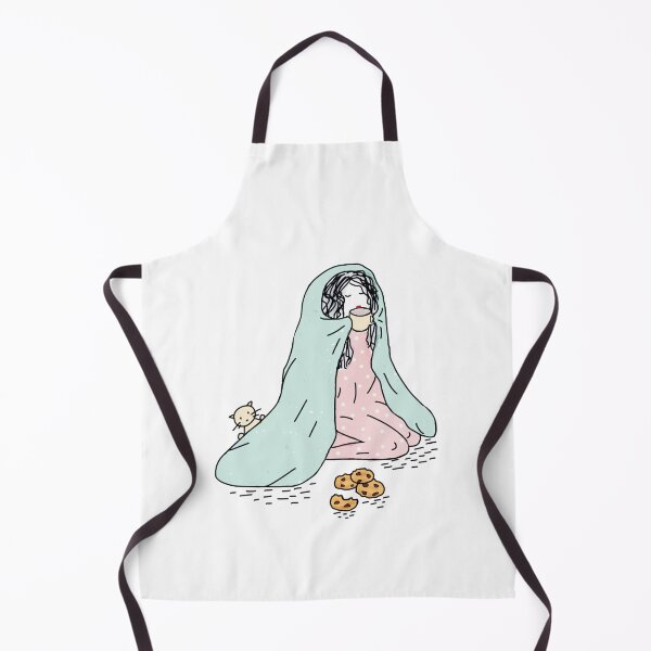 Item preview, Cute Sketch of little Girl Drinking coffee with Biscuits and Her Kitten designed and sold by MoStorish.