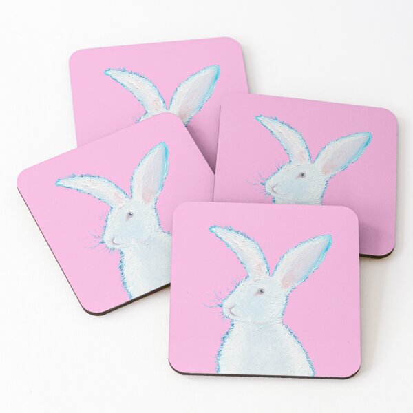 Item preview, White Easter bunny rabbit on pink designed and sold by MatsonArtDesign.