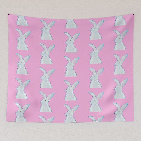 Item preview, White Easter bunny rabbit on pink designed and sold by MatsonArtDesign.