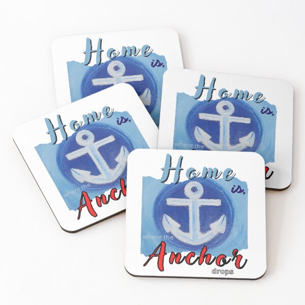 Item preview, Home is where the anchor drops, anchor painting with lettering 2 - for sea lovers designed and sold by Anke Franikowski.