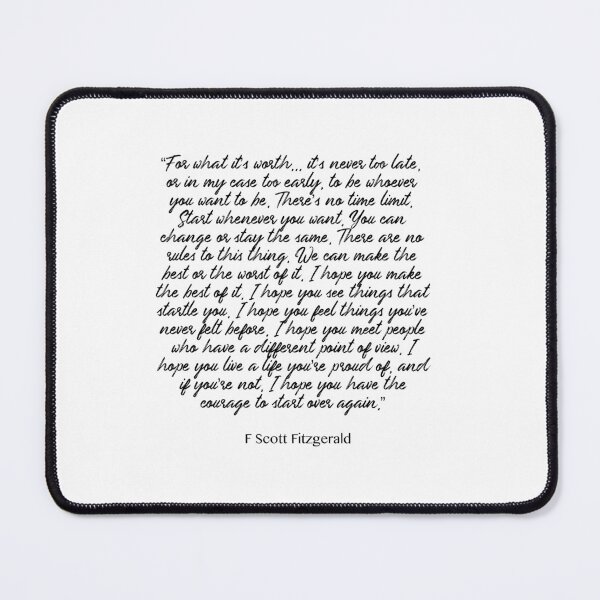 Item preview, Never too late - Fitzgerald quote designed and sold by peggieprints.