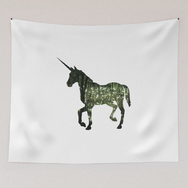 Item preview, UNICORN IN FAIRY LIGHTS FOREST designed and sold by acatherine.