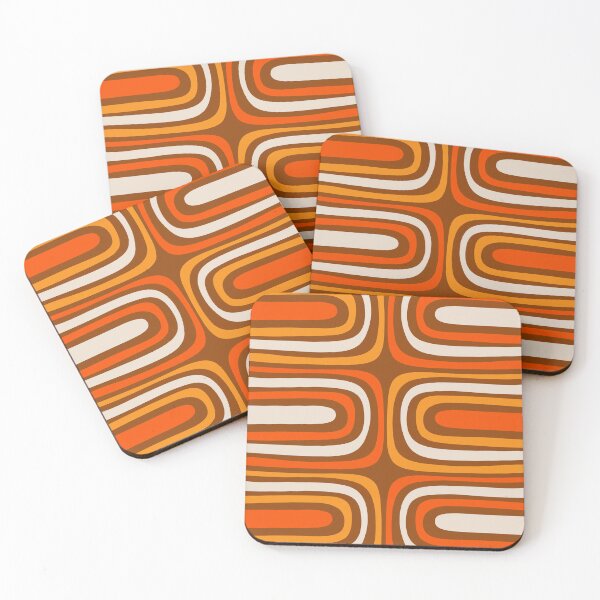 Item preview, Midcentury Modern Confaab Abstract Vertical Pattern in Retro 70s Light Brown and Orange designed and sold by kierkegaard.