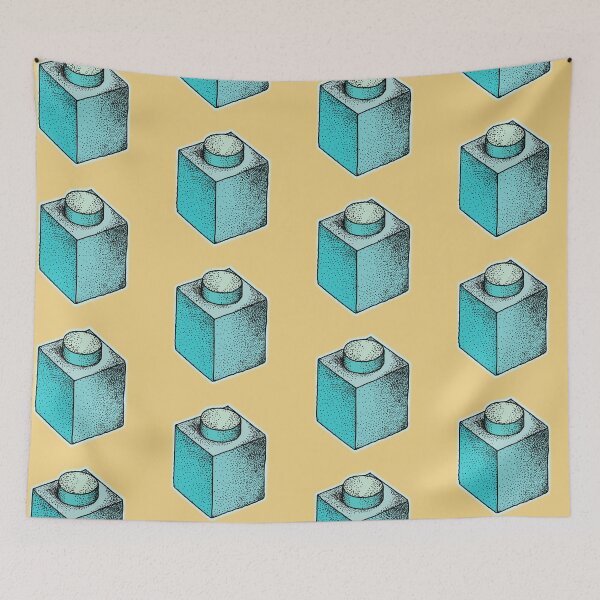 Item preview, Building blocks that lock stipple drawing - Blue & Yellow designed and sold by AbrahamicDesign.