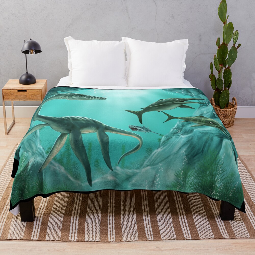 Underwater Dinosaur Throw Blanket