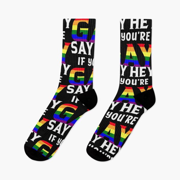 Item preview, Say Hey If You're Gay LGBTQ Rainbow Flag Month Pride Parade designed and sold by haselshirt.