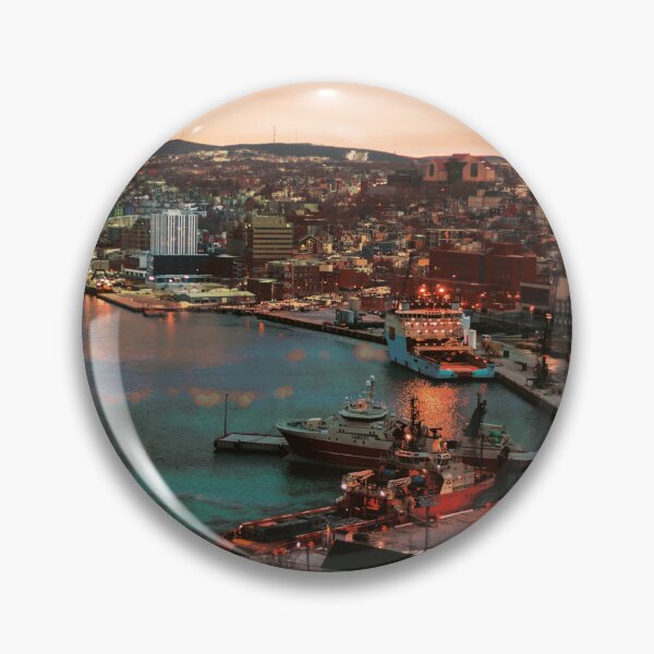 Item preview, Port with commercial ships situated in a beautiful city at night designed and sold by moses11m.