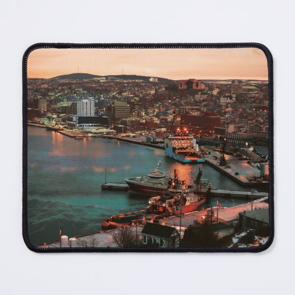 Item preview, Port with commercial ships situated in a beautiful city at night  designed and sold by moses11m.