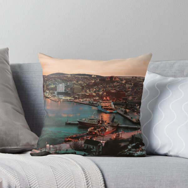 Item preview, Port with commercial ships situated in a beautiful city at night  designed and sold by moses11m.