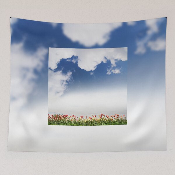 Item preview, Red yellow tulips mix and cloudscape designed and sold by Arletta Cwalina.