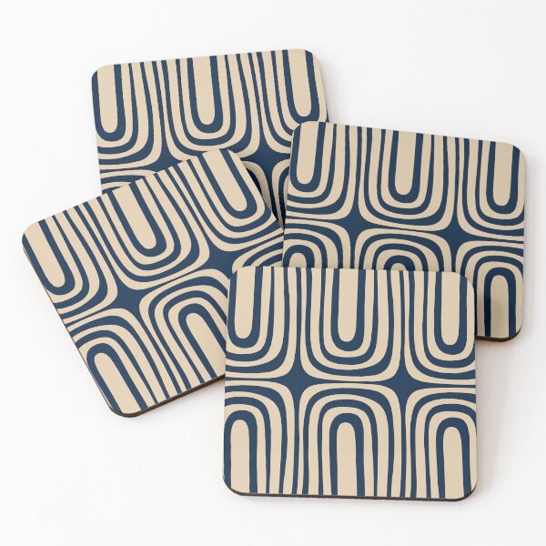 Item preview, Midcentury Modern Confaab Abstract Pattern in Mid Mod Navy Blue and Beige designed and sold by kierkegaard.