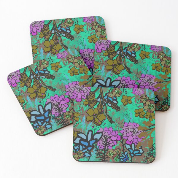 Artikelvorschau, Flower-Power-Muster in tiefen Farben entworfen und verkauft von LynseysArtShop.