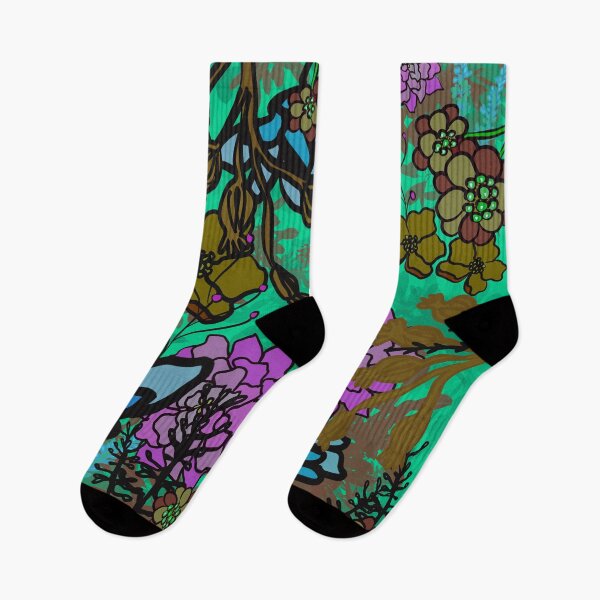 Artikelvorschau, Flower-Power-Muster in tiefen Farben entworfen und verkauft von LynseysArtShop.