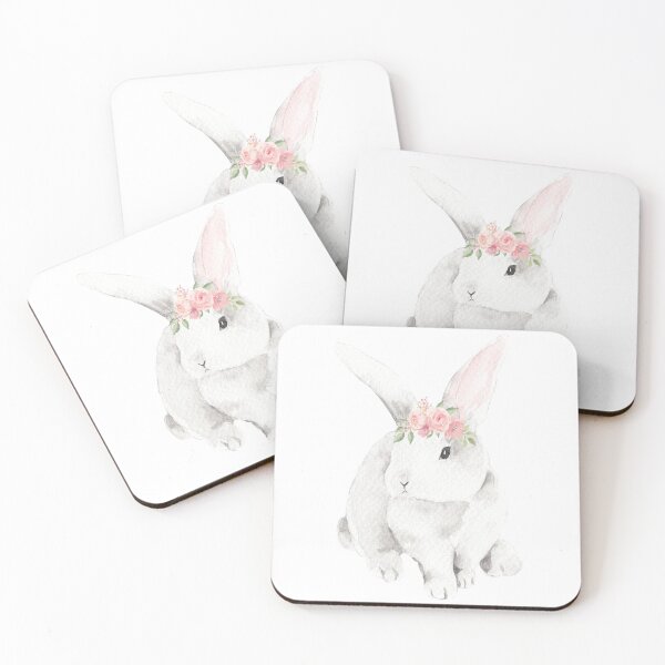 Item preview, Bunny watercolor with flowers, Cute rabbit designed and sold by HappyVibesAlert.