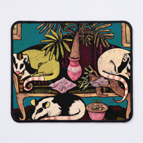 Cozy Couch Posse 02 - Surreal Possums Chilling Mouse Pad