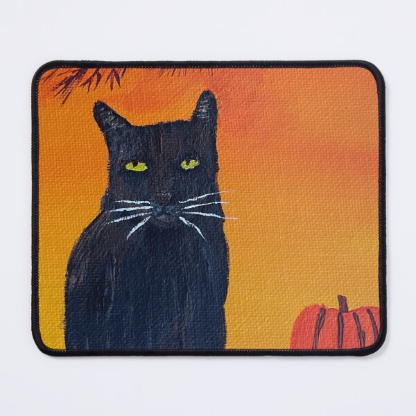 Item preview, Black cat with a pumpkin under a tree designed and sold by catladyjoy.
