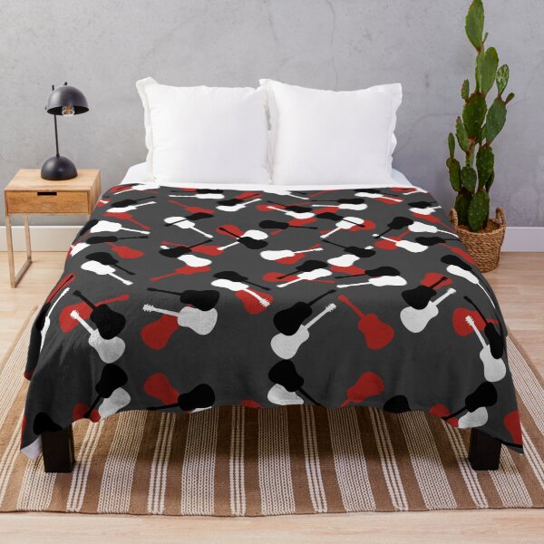 Item preview, Acoustic guitar pattern black white red grey designed and sold by TipTopTapo.
