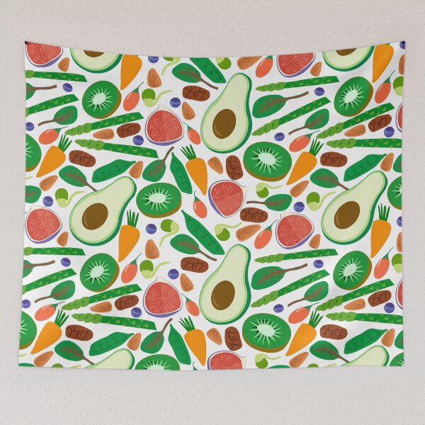 Item preview, Vegetarian pattern. Fresh bright fruits & vegetables designed and sold by LuckyStep.