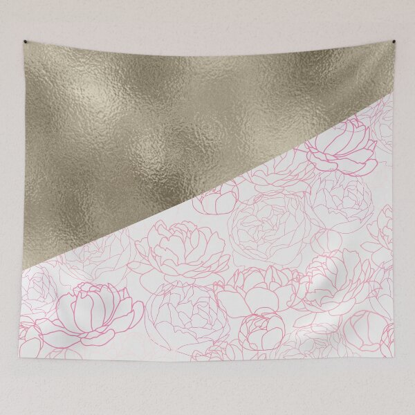 Aperçu de l'œuvre Pivoines blanches et feuille d'or créée et vendue par peggieprints.