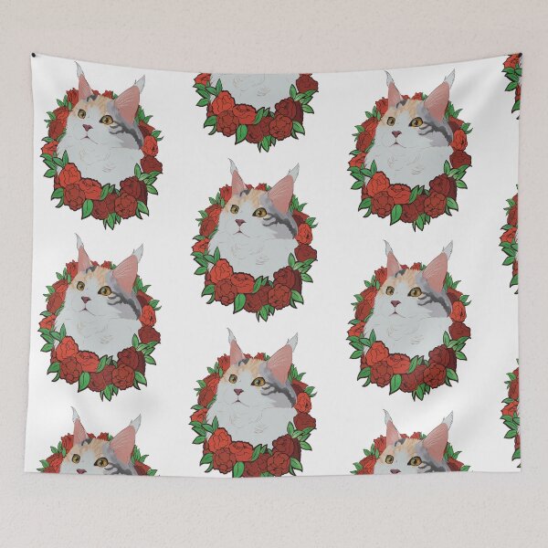 Item preview, Calico cat mainecoon with roses designed and sold by Kristoffersson.