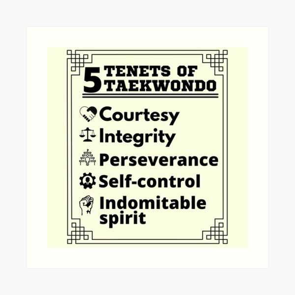 &ldquo;5 Tenets of Taekwondo, Taekwondo lover, Taekwondo spirit, Taekwondo
