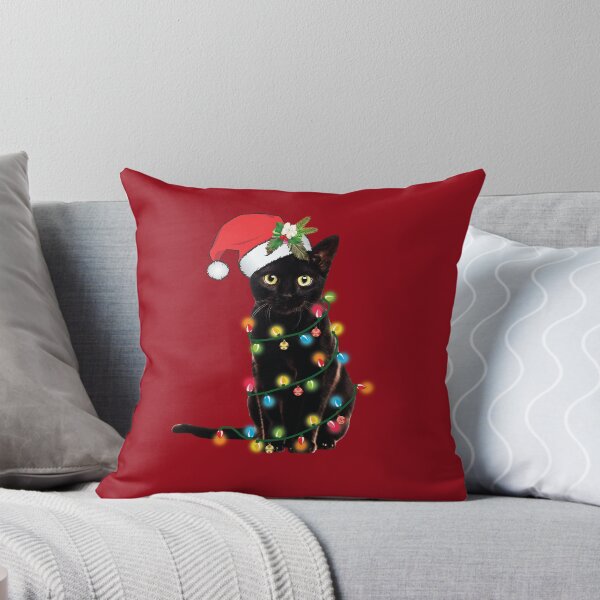 Item preview, Santa Black Cat Tangled Up In Christmas Tree Lights Holiday designed and sold by tronictees.