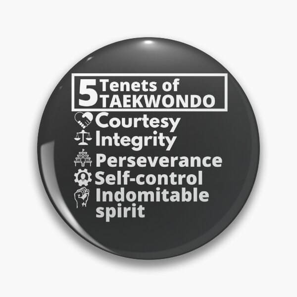 Item preview, 5 Tenets of Taekwondo, white letters, Taekwondo spirit, Taekwondo principles, Korean martial art, Tenets of TKD designed and sold by InspiresME.