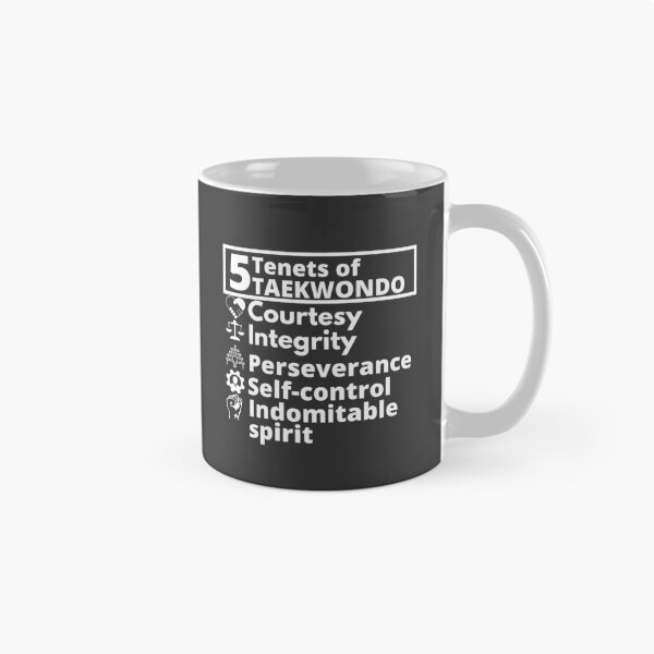 Item preview, 5 Tenets of Taekwondo, white letters, Taekwondo spirit, Taekwondo principles, Korean martial art, Tenets of TKD designed and sold by InspiresME.