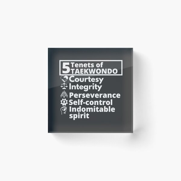 Item preview, 5 Tenets of Taekwondo, white letters, Taekwondo spirit, Taekwondo principles, Korean martial art, Tenets of TKD designed and sold by InspiresME.