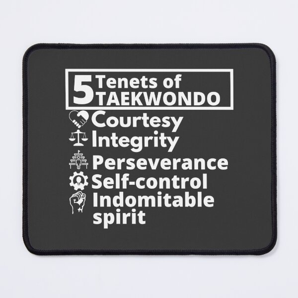 Item preview, 5 Tenets of Taekwondo, white letters, Taekwondo spirit, Taekwondo principles, Korean martial art, Tenets of TKD designed and sold by InspiresME.