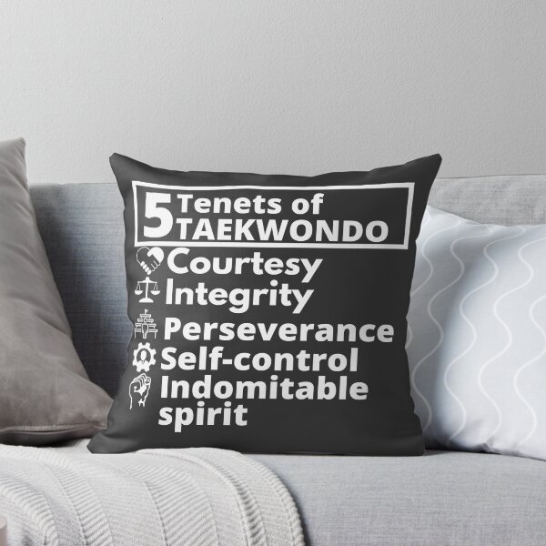 Item preview, 5 Tenets of Taekwondo, white letters, Taekwondo spirit, Taekwondo principles, Korean martial art, Tenets of TKD designed and sold by InspiresME.