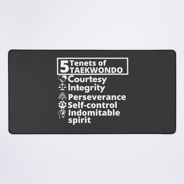 Item preview, 5 Tenets of Taekwondo, white letters, Taekwondo spirit, Taekwondo principles, Korean martial art, Tenets of TKD designed and sold by InspiresME.