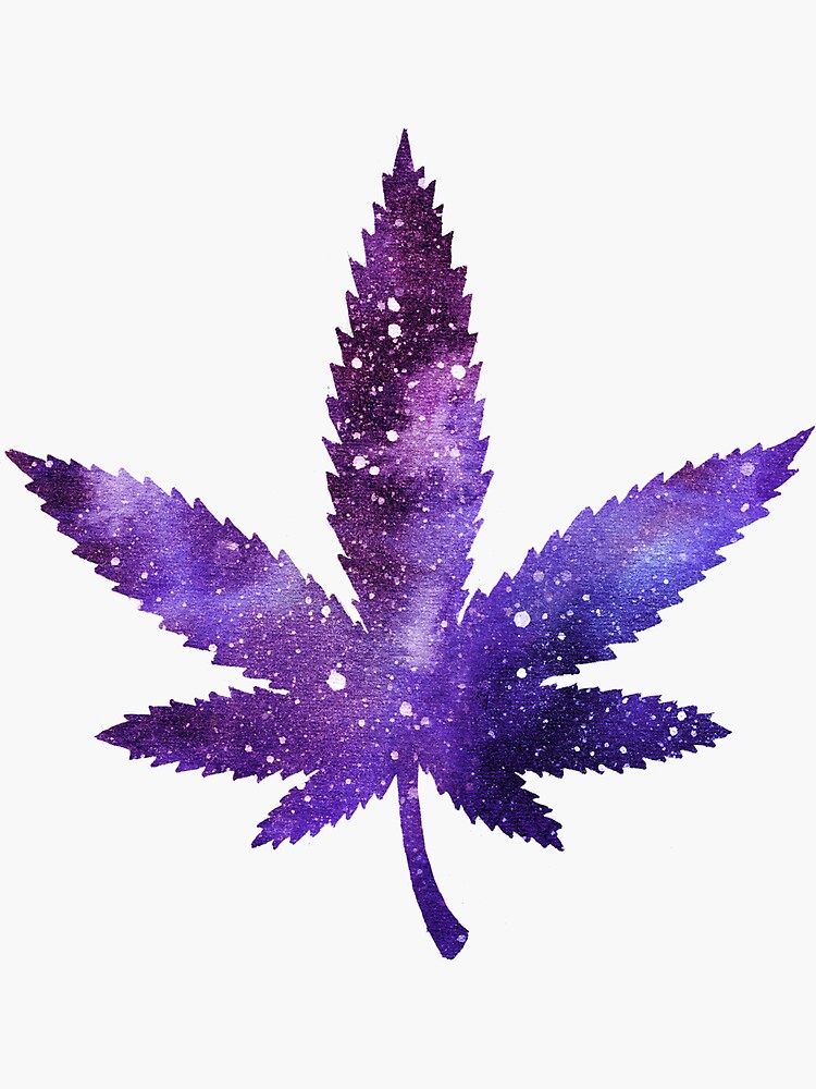 Marijuana leaf sticker - purple space by joellis