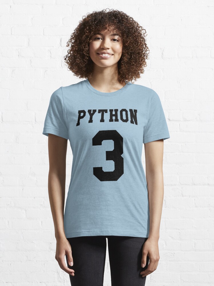 Alternate view of Python 3 - Black College Style Design for Python Programmers Essential T-Shirt