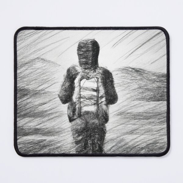 Item preview, Abstract Pencil Art of a Lonely Backpacker Standing with a Beautiful Landscape Background designed and sold by Parag's Travel Shop.