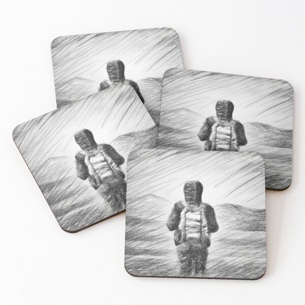 Item preview, Abstract Pencil Art of a Lonely Backpacker Standing with a Beautiful Landscape Background designed and sold by Parag's Travel Shop.